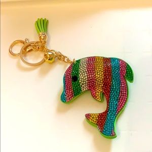 Flip for flipper rhinestone keychain new.